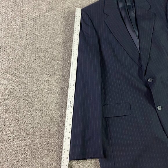 Hart Schaffner Marx Gold Trumpeter Sport Coat Blazer Men's 42 XL Blue Pinstripe - Picture 11 of 14